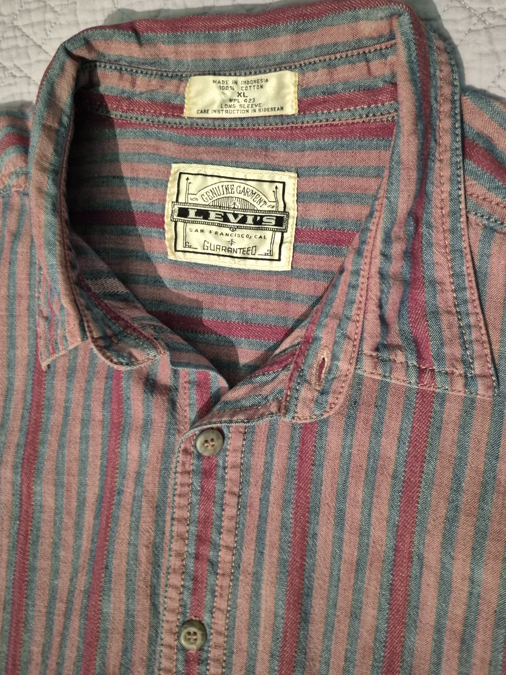 Levi's Vintage 1992 Mens Red And Blue Striped Button Up Size XL